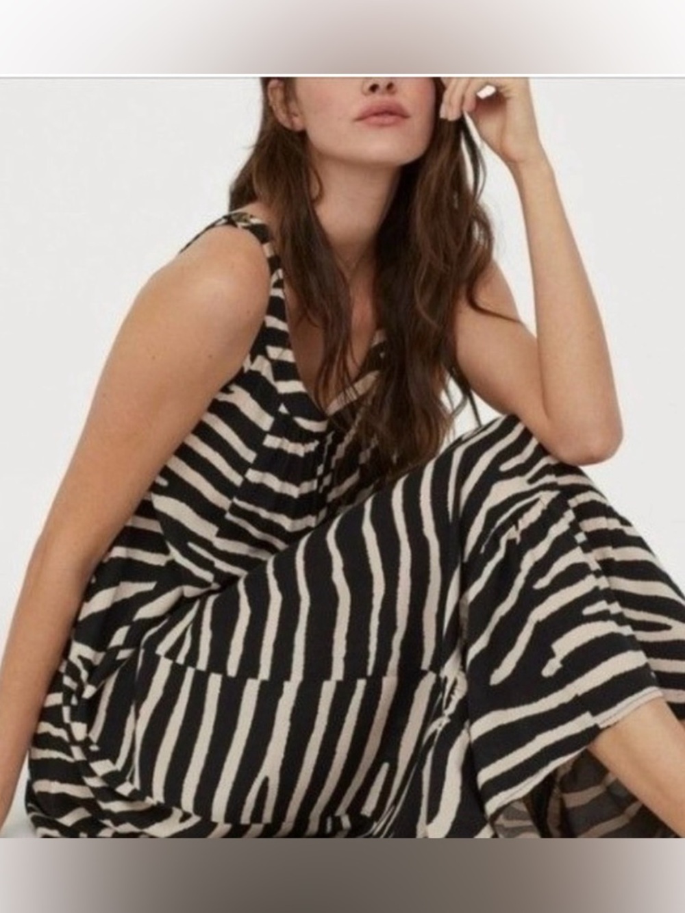 H&M Zebra Black and Cream Striped Sleeveless Dress